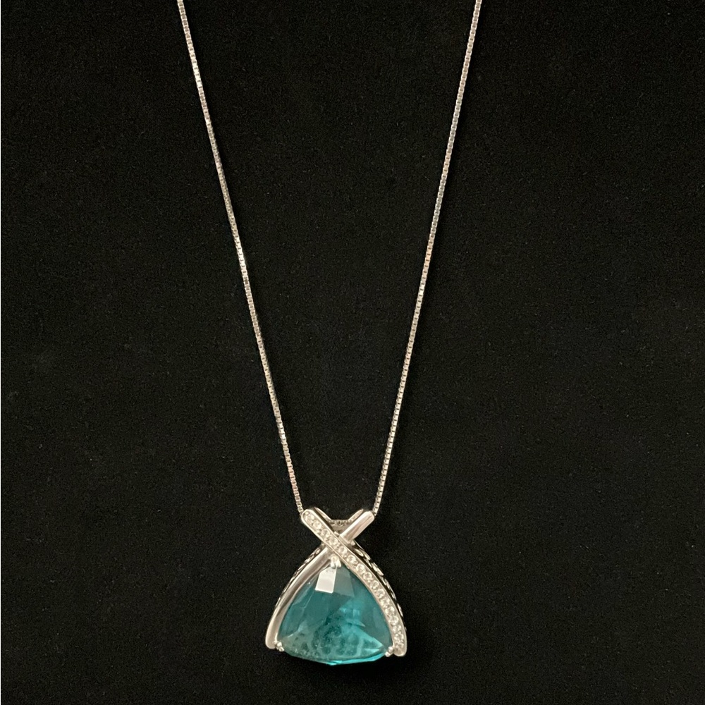 Sterling Silver and Blue Pendant Necklace